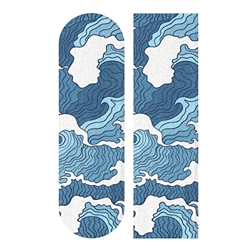 ALAZA Blue Waves Skateboard Grip Tape Sheets 44