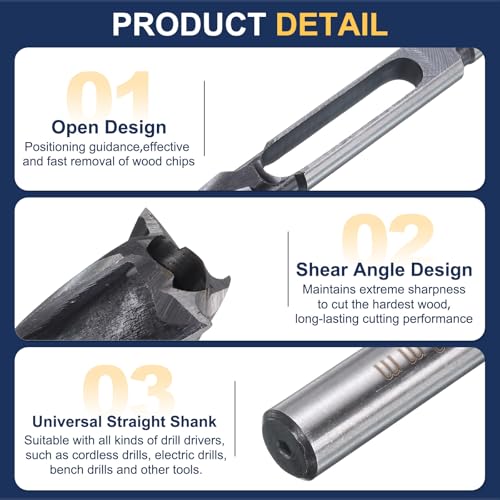 Image of HARFINGTON Wood Tenon Dowel Plug Cutter 8mm Metric Tenon Dowel Cutting Tools Drill Bit High Speed Steel Wood Plug Dowel Cutter with Round Shank for Woodworking Furniture Making