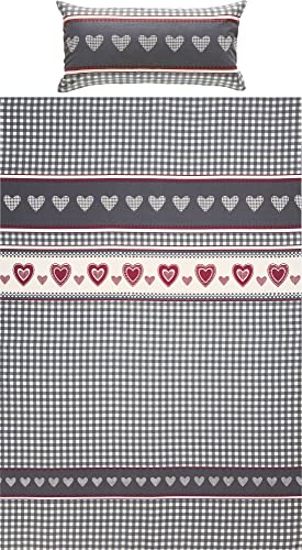 Erwin Müller Feinflanell-Bettwäsche, Bettgarnitur Karo, Herz...