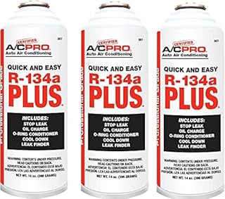 Certified A/C Pro Auto Air Conditioning R-134a Refrigerant PLUS-14oz-Pack of 3