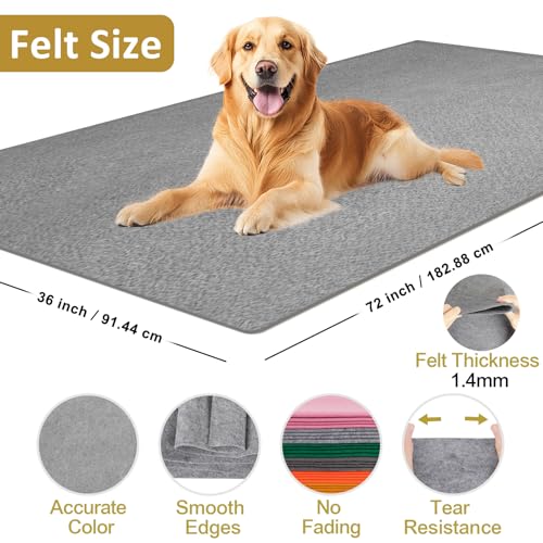 Image of XSEINO Gray Large Felt Fabric 72 inch X 36 inch(2 Square Yards), 1.4 mm Thick Soft Felt Fabric Sheet for Crafts, Gray Series Colors Soft Nonwoven Fabric, Fit for Decoration, Sewing, DIY Crafts