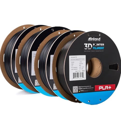 Image of INLAND Micro Center PLA Plus 3D Printer Filament 1.75mm, 4 Pack Filament Bundle - PLA Pro Filament Dimensional Accuracy + /- 0.03 mm - 4 Pack Black PLA+