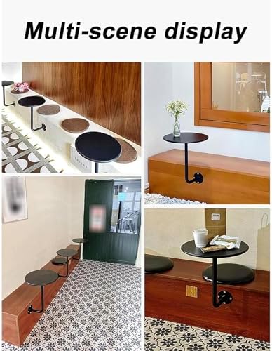 Modern Wall-Mounted Bar Table - L-Shaped Iron Art Floating Desk, Small Round Table for Cafe & Dessert Shop, Stylish End Table - Blue Color