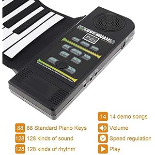 LXT PANDA Roll Up Piano Keyboard, 88 Touches Clavier Portable Piano avec 128 Sons Uniques et Haut-parleurs intégrés, Roll Out Piano Keyboard Hand Roll Piano pour Les Enfants Adultes débutants. - Les Beatles, Paul McCartney, John Lennon, RIngo Starr, George Harrison LXT PANDA Roll Up Piano Keyboard, 88 Touches Clavier Portable Piano avec 128 Sons Uniques et Haut-parleurs intégrés, Roll Out Piano Keyboard Hand Roll Piano pour Les Enfants Adultes débutants. – Image 3