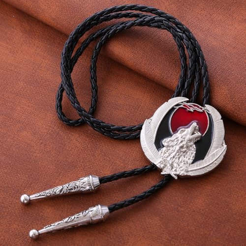 Image of HUABOLA CALYN Bolo Tie for Men Women, Native American Rodeo Cowboy Turquoise /Scorpion /Tiger Eye /Black Agate Leather Necktie