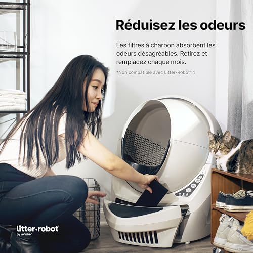 Litter-Robot 3 filtros de carbono da Whisker, pacote com 6 - filtro de caixa de areia, ajuste person