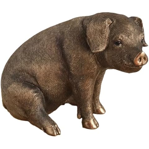 Animal Crackers Sitting Pig Figurine, Aged Bronze Cover