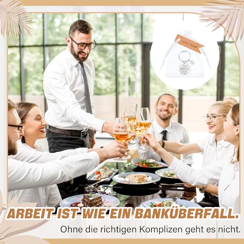 Tenare 12 Sets Abschiedsgeschenke für Kollegen inklusive Arbeit ist Wie Ein Banküberfall Schlüsselanhänger Organzasäckchen Vielen Dank Geschenkanhänger Jobwechsel Geschenk für Ruhestand Abschied