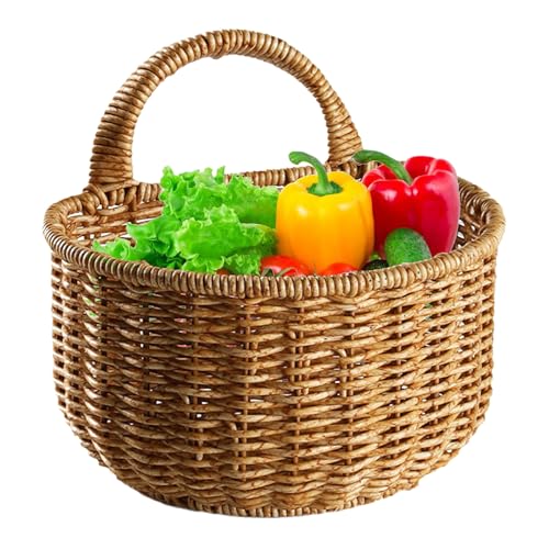 Cestini in vimini da appendere – Cestino da appendere a parete in rattan | Cestini in rattan per riporre oggetti | Cesto per cipolle intrecciato a mano per pareti, decorazione per finestre, organizer