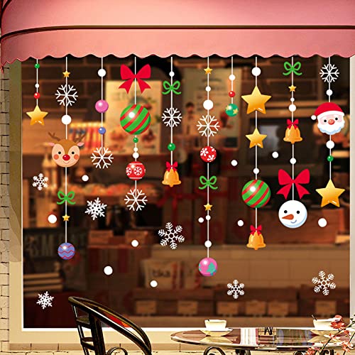 BSITSSS 106 Pièce Noël Autocollants Fenetre, Decoration Noel Deco Noel Stickers Fenetre Décoration Noel Interieur Stickers Noel, DIY Amovibles PVC Réutilisables Autocollant Statique(D)