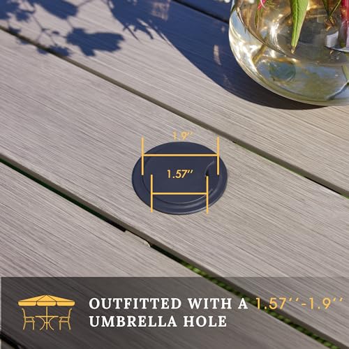 Vicllax 40.2 Inch Square Patio Dining Table For 4, Outdoor Table With Umbrella Hole thumb #3