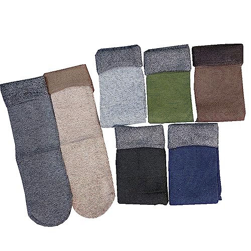 Meia Masculina Térmica Canelada com Pelúcia Fleece Frio Intenso: Kit 2 pares cores sortidas Cano Méd