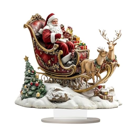 Generico Père Noël et Traîneau à Rennes | Statuettes de Noël | Décorations avec Rennes | Table et Bureau 2D avec Luge
