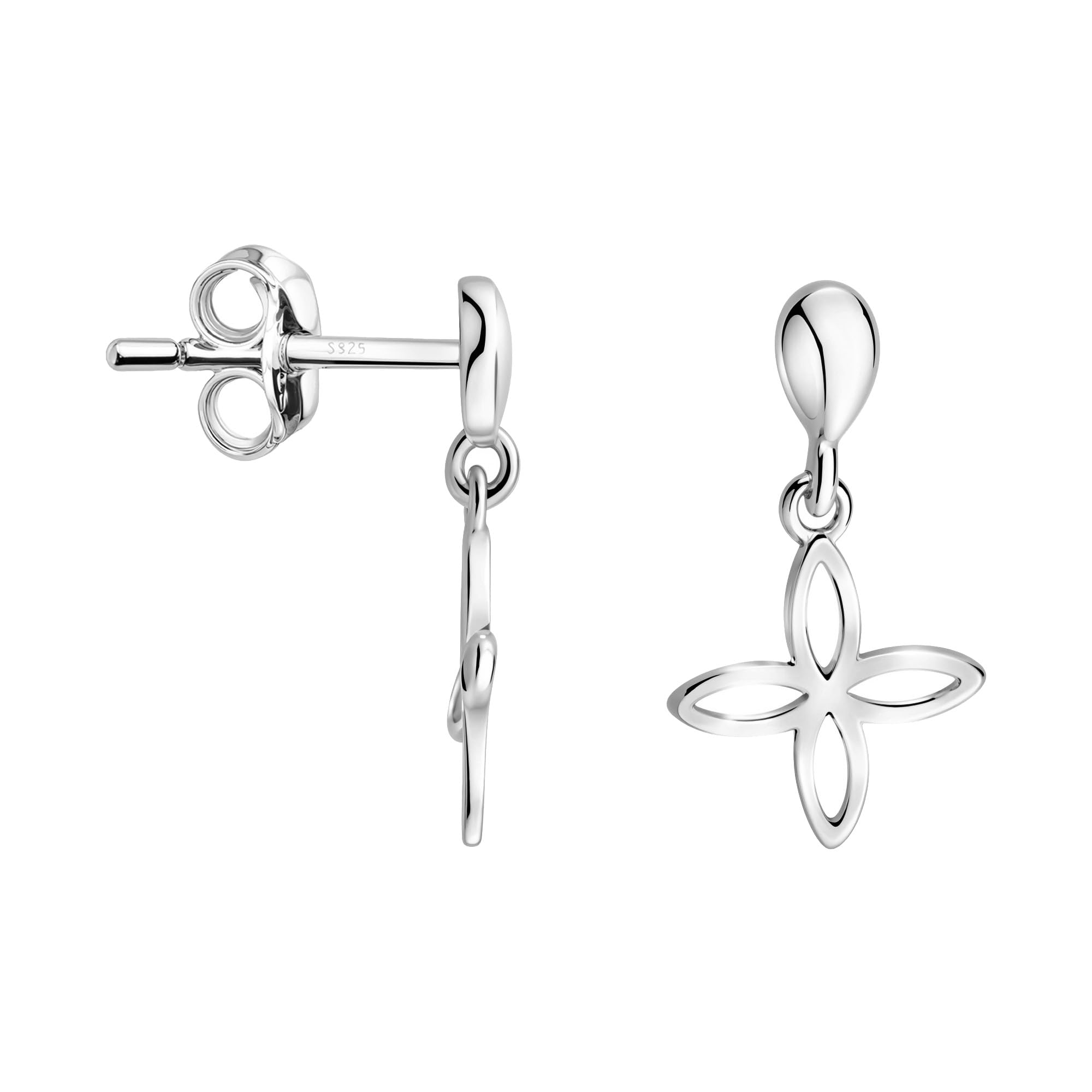 Pendientes Largos Flor Plata De Ley | Outlet Joyas