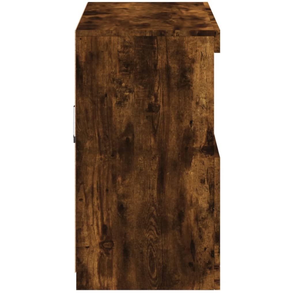 vidaXL Aparador con Luces LED, Armario Auxiliar de Almacenaje, Aparador de Comedor, Mueble Decorativo para Salón Pasillo Cocina, Roble Ahumado