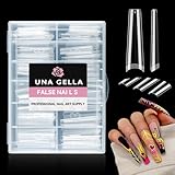 UNA GELLA Coffin Fake Nails Tips Extra Long 216 PCS XXL Coffin Acrylic Fake False Nails Tips Long Ballerina Nail Tips with Box for Nail Salons and Home DIY, 12 Sizes