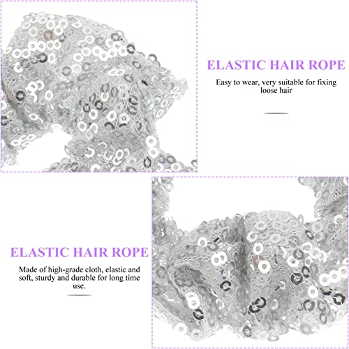 Lurrose 2PCS Christmas Sequins Scrunchies Elastic Hair Ties Ponytail Holders Bun Cover Hair Accessories for Women Teen Girls - Image 3