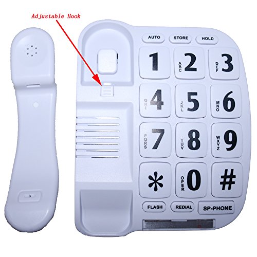 MegFong MF-11W Extra Large Button Phone for Elderly Senior Amplified Corded Phone with Loud Handsfree Speakerphone Perfect for Hearing Impaired - Thumbnail 6