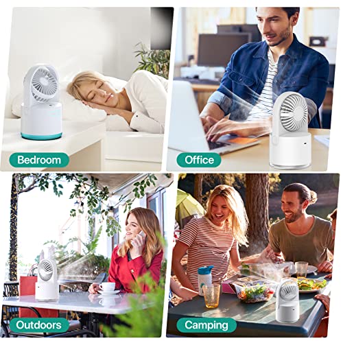 Cooling Fan Misting Fan For Bedroom - Portable Misting Fan With 300Ml Water Tank, Usb Rechargeable Desk Fan 3 Speed Wind Personal Fan, Small Mist Fan With 7 Colors Nightlight For Home, Office, Travel #TOP6