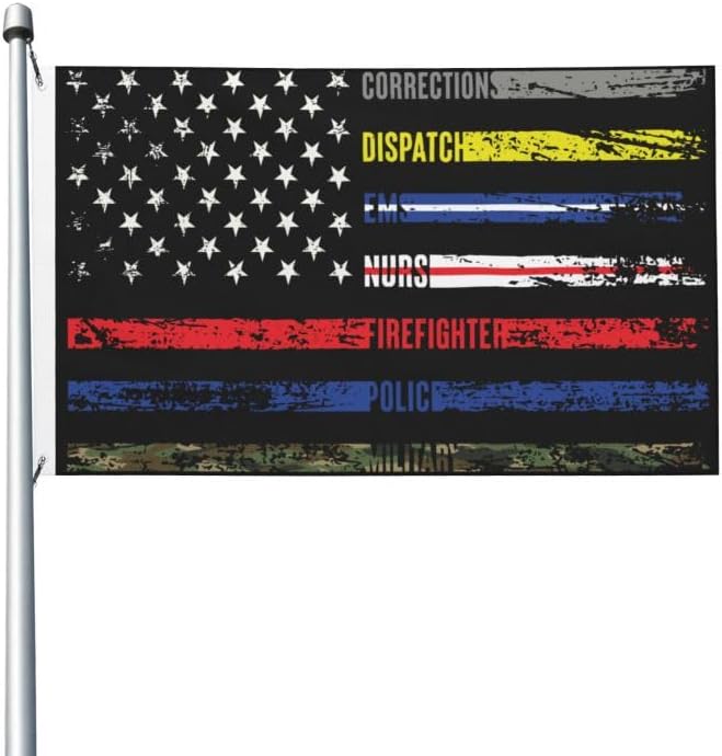 First Responders Hero Flag Nurse Police Fire Military FLAG 2x3 Double-sided printing-US Polyester Flag-Vivid Color and UV Fade Resistant-Canvas Header