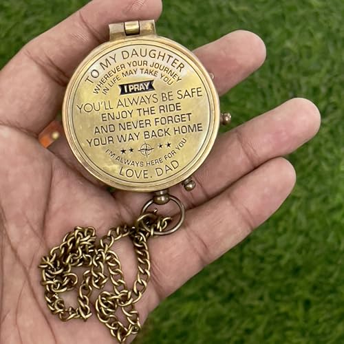 Brújula de bolsillo grabada con estuche de cuero miniatura 3