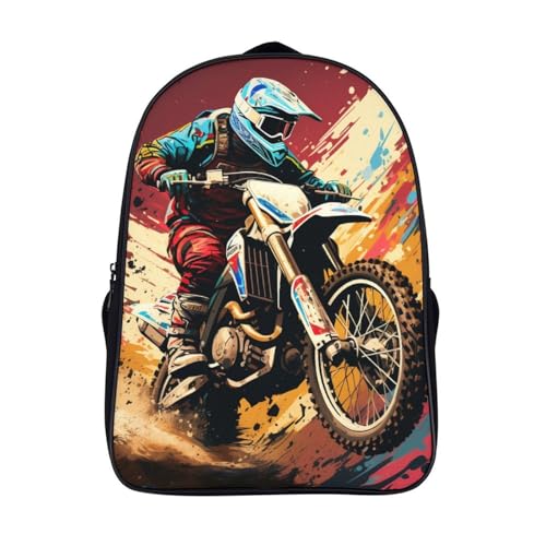 Mochilas Escolares 3D de 40cm con Estuche Dirt Bike para Niños