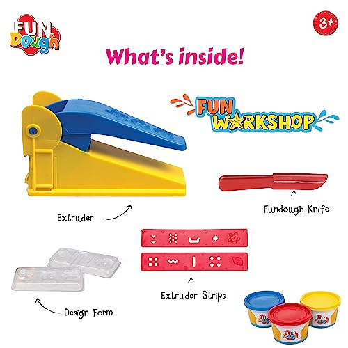 Fundough Funskool Bumper Dough Kit, Play Set for Kid, 3 Colorful Tubs of 75g Each (225g Total), Learning, Fun & Engaging Activity, Multicolour, Gift Set for Kids, Age 3+ Years