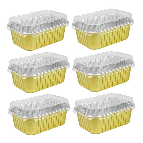 BRIGHTFUFU Disposable Aluminum Foil Cake Boxes Lids 6 Count Aluminum Pans for BBQ Wedding Outdoor Events