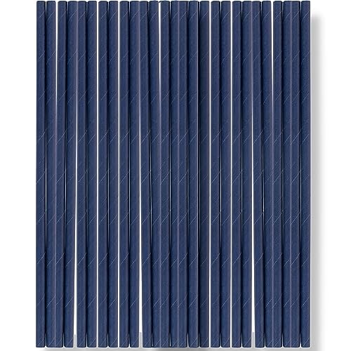 Blue Sky Blue Paper Straws - 24 Count | Solid Blue, Eco-Friendly Disposable Drinking Straws for Parties & Events