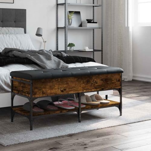 Banc de coffre ouvert en matériau dérivé du bois 102x42x45 cm - 4