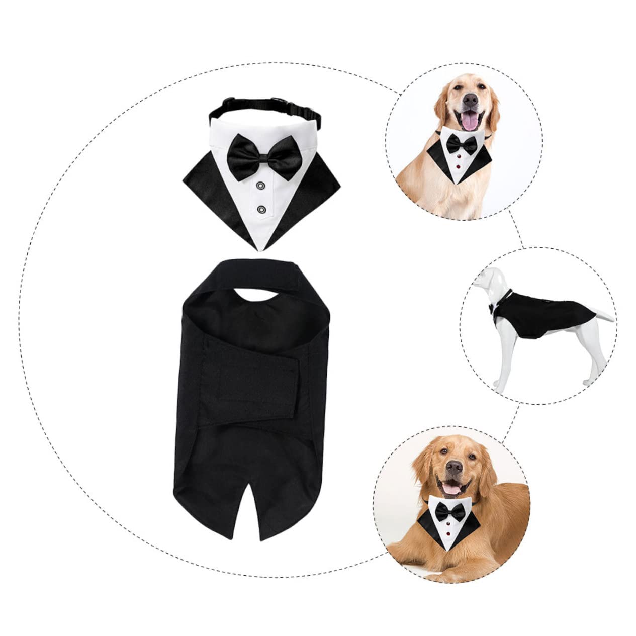 Toyvian 1 Ensemble Costume pour Chien avec Bandana Ensemble Tuxedo Élégant pour Animaux de Compagnie Vêtements Confortables et Respirants Parfait pour Événements Spéciaux Noir XXL