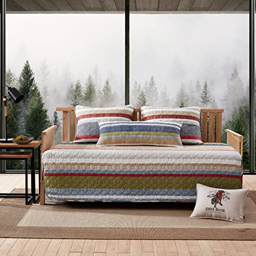Image of Eddie Bauer- Daybed Set, 4 Piece Cotton Bedding Set, All Season Lodge Home Decor (Salmon Ladder Multi, Daybed)