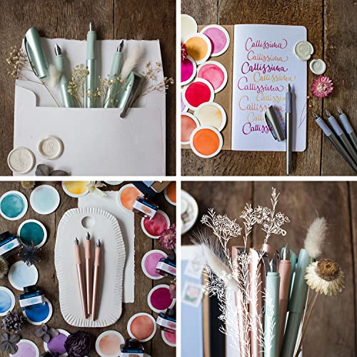 Schneider Callissima Calligraphy Fountain Pen, 1.1 Mm, Refillable, Metallic Apricot Barrel, Apricot Ink Cartridge (163706) #TOP4