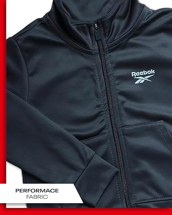 Reebok Toddler Boys Tracksuit Set - 2 Piece Athletic Tricot Full Zip Up Track Jacket and Boys Sweatpants Playwear Joggers Set - Image 3