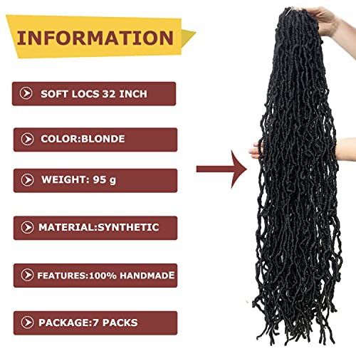 7 Packs Soft Locs 32 Inch Faux Locs Crochet Hair For Black Women Whole Strand Pre-Looped Long New Locs Crochet Curly Braiding Hair Extension (32 Inch (Pack Of 7), 1B) #TOP1