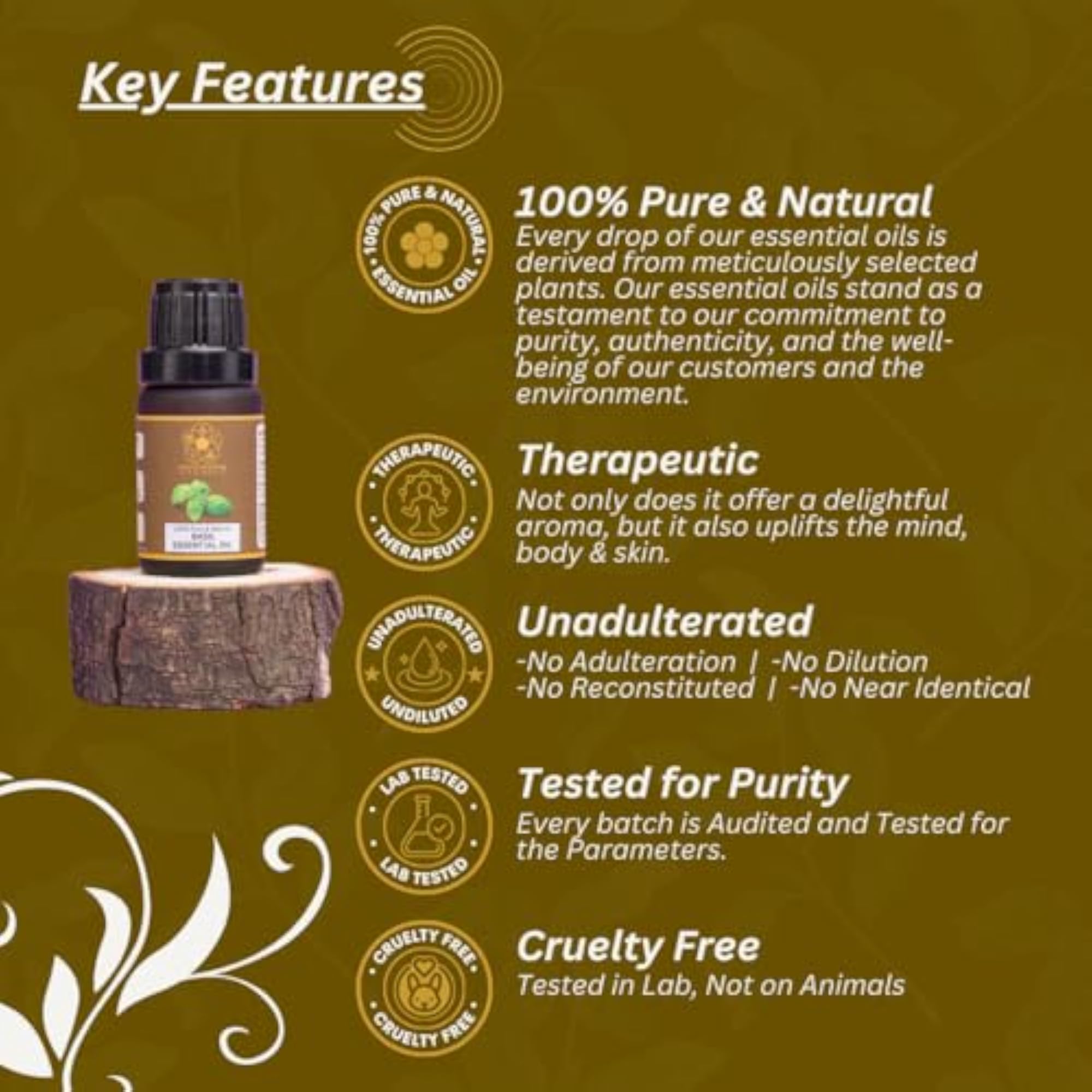 ULLASSA Basil Essential Skin Cleanser, 100% Pure Natural