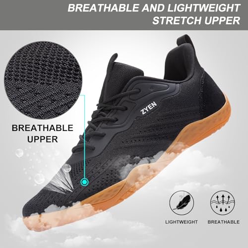 Image of ZYEN Mens Barefoot Shoes Wide Toe Box Trail Running Sneakers Zero Drop Non-Slip Extra Wide Width Walking Shoes Minimalist Wrestling Sneakers Gym Trainer