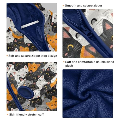 Cute Cartoon Cat Boy Comfy Soft Fleece Jacket with Polar Fleece Lining 3T3