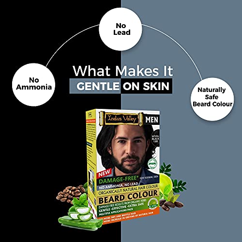 Image of INDUS VALLEY Natural Damage Free Beard Hair Color, Natural Black - 78ml + 8g