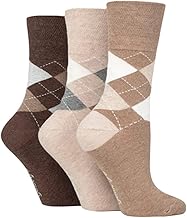 Candid Styles® Womens Argyle Socks Honey Comb Top Non Binding Soft Cotton Loose Elastic Top Sock Assorted Colors In 3 Pairs, 6 Pairs UK 4-8
