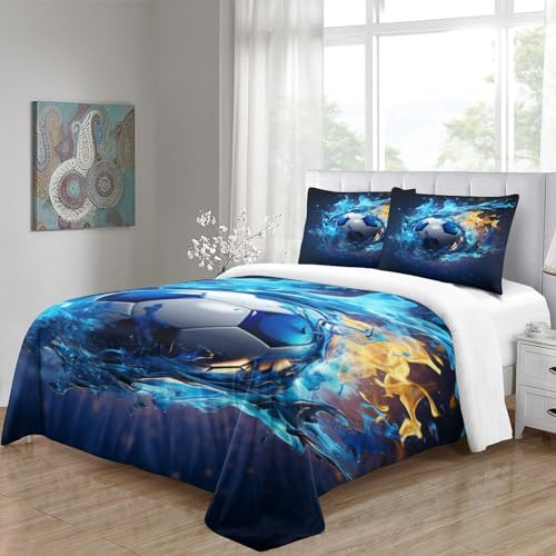 Funda nórdica fútbol 3 piezas juego de cama microfibra 200x200 cm con cremallera 5