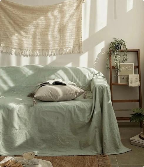 L'Emporio Casa Tagesdecke / Sofa-Überwurf / Bettüberwurf aus robuster, dicker Leinwand aus Baumwolle Panama 160 x 260 – 260 x 280 – 360 x 280 cm Maxi-Größe, aus Baumwolle Granfoulard, hergestellt in