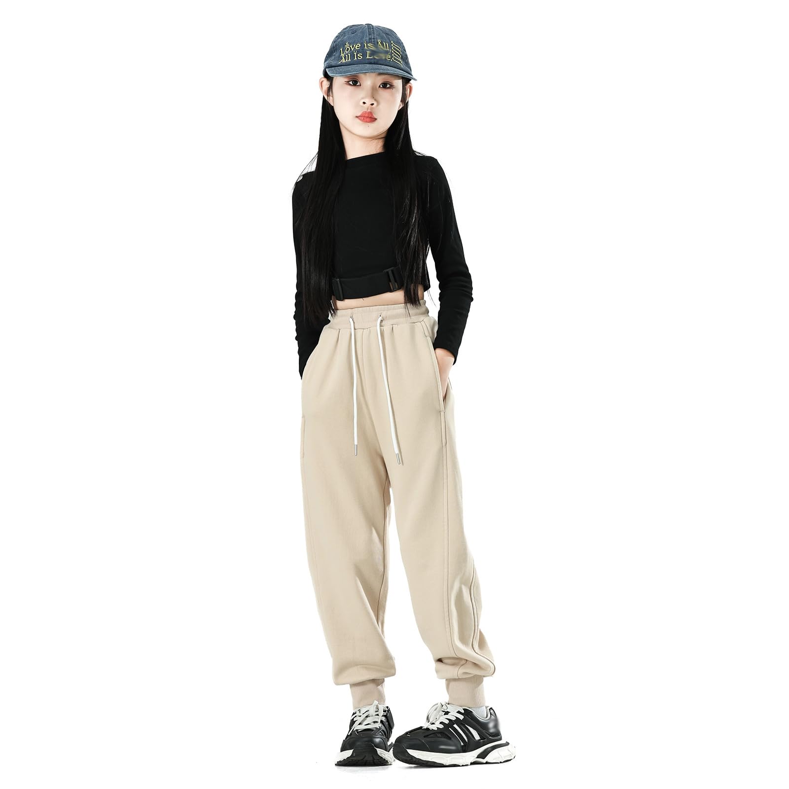 Girl's Lightweight Drawstring Sweatpants Jogger Pants with Pockets,360 Grams of Soft 100% Cotton Jogging Pants