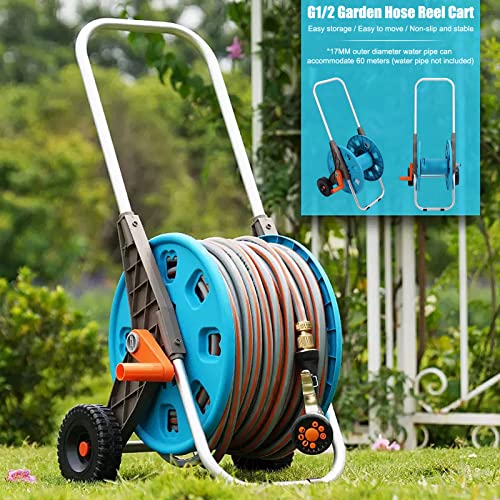 Evtscan Portable Garden Hose Reel Cart, 2 Wheeled Hose Trolley Holds 196 Foot Hose Capacity, Aluminium Tube, Easy To Assemble, Keep Your Yard Neat And Tidy, For Watering Plants And Lawns, Washing Cars #TOP5