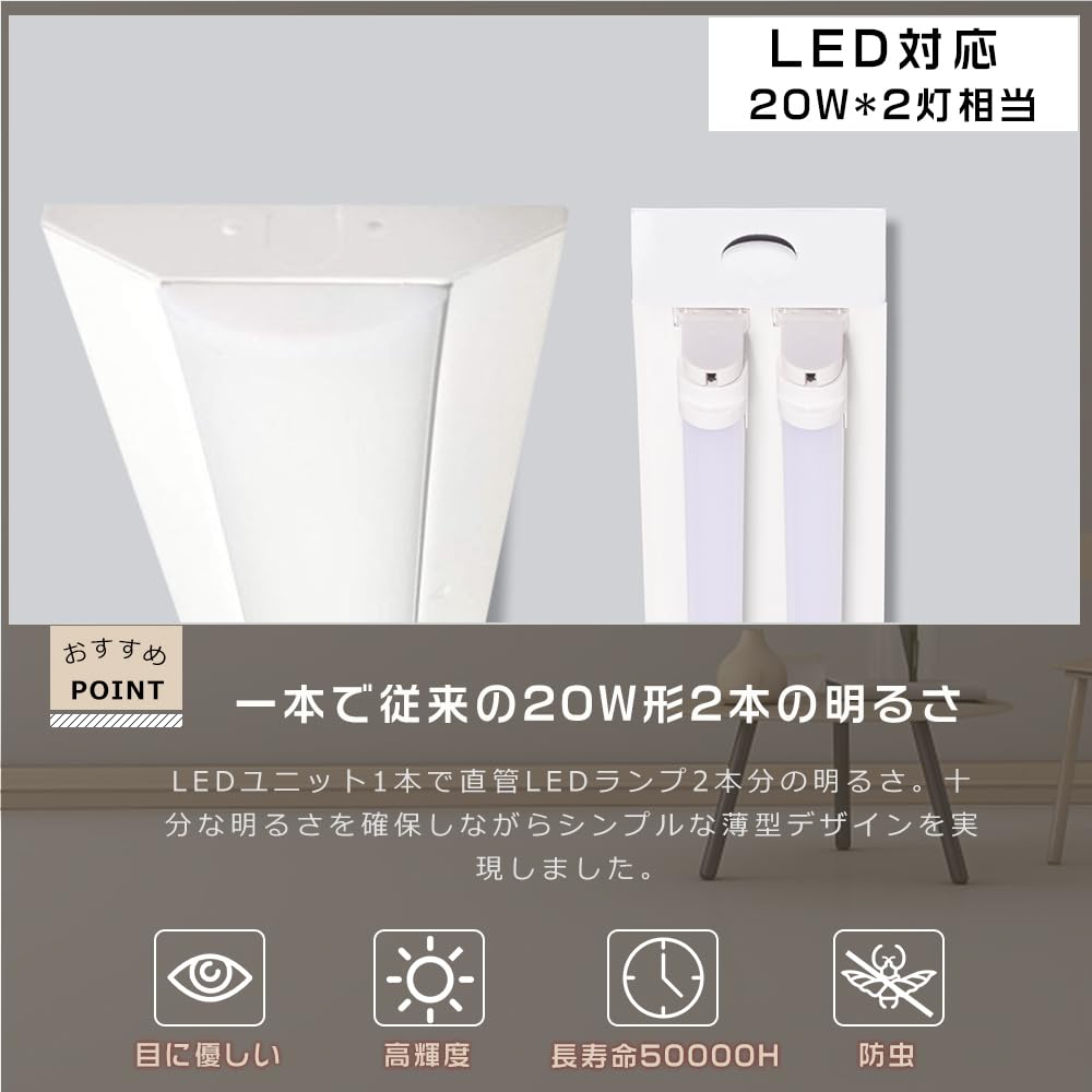 Amazon.co.jp : 【2本セット】逆富士形 LED 一体形 ベースライト 天井