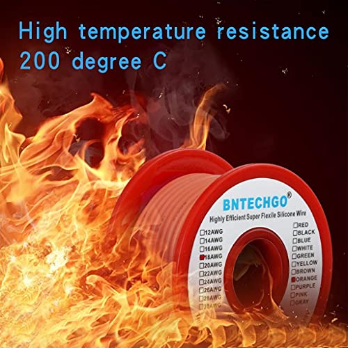 Image of BNTECHGO 18 Gauge Silicone wire spool 50 ft Orange Flexible 18 AWG Stranded Tinned Copper Wire