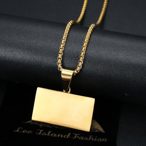 18K Gold Plated Mexico Flag Pendant Punk Rock Stainless Steel Necklace, 24 Inch Chain Hip Hop Jewelry Gift for Men Women4