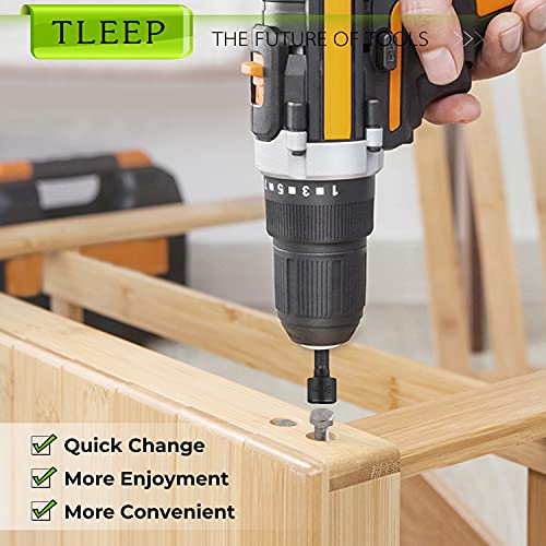 Tleep WCHM01-29 20 X Power Nut Driver Set For Impact Drill, Sae And Metric 1/4 Inch Hex Head Drill Bit Set Screwdriver Socket Set, Chrome Vanadium Steel thumb #3