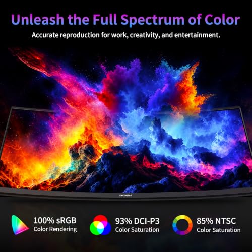 Image of Deco Gear 49 inch Curved Ultrawide DQHD Monitor, 5120x1440 165Hz 1500R, USB-C 65W KVM, HDR Adaptive Sync, Dual HDMI 2.1, DP 1.4, Speakers, Ergonomic, American Seller