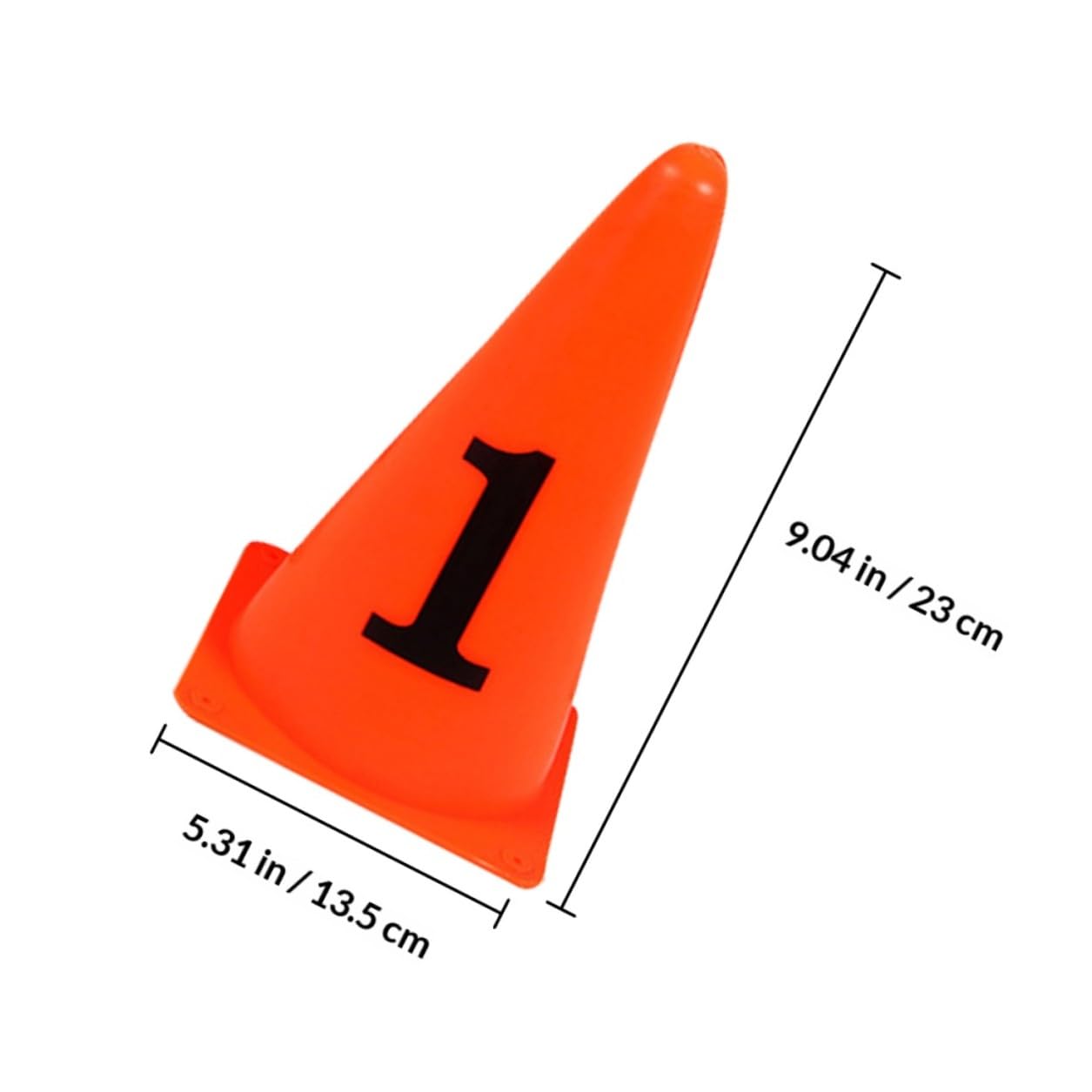 SUPVOX Lot de 10 Cônes de Signalisation Numérotés en Polyéthylène Orange, Légers et Portables, pour Entraînement de Football Intérieur et Extérieur, Marquage D’Obstacles et Exercices
